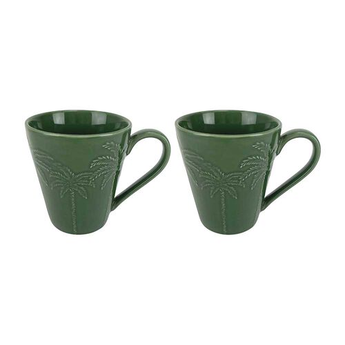 Coconut Bay Coffee Mug - Green Palm Set of 2